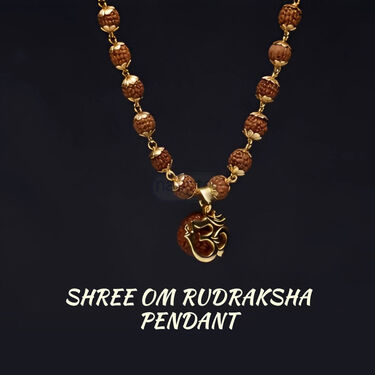 Golden Panchmukhi Rudrash Mala With OM Rudraksh Pendant (GPRMOP2)