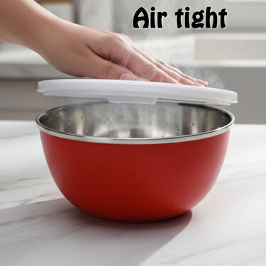 Pack of 3 Microwaveable Stainless Steel Bowl Set With Airtight Lids (3MB2)
