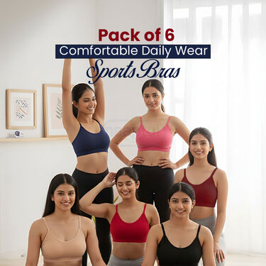 Pack of 6 Comfortable Daily Wear Sports Bras (6PBR)