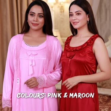 2Pc Daily Wear Premium Nighty & Robe Set - Pick Any 1 (2NS)