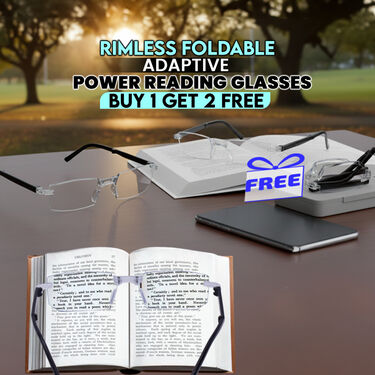 Rimless Foldable Adaptive Power Reading Glasses Buy 1 Get 2 Free  (3TFORG10)