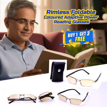 Rimless Foldable Coloured Adaptive Power Reading Glasses Buy 1 Get 3 Free (4FCORG13)