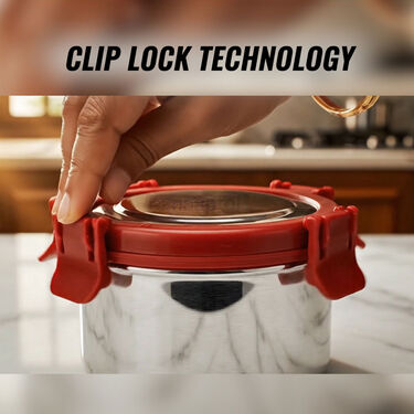 Pack of 4 Leakproof & Airtight Steel Container With Steel Lid (4SC1)