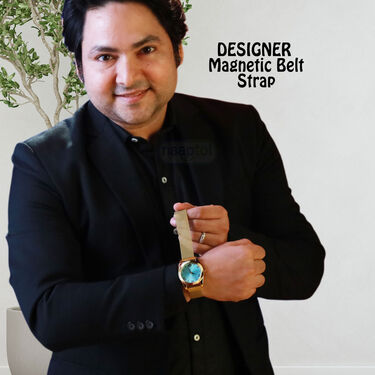 Golden Magnetic Belt Watch With Date (MGW32)