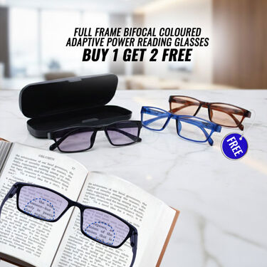 Full Frame Bifocal Coloured Adaptive Power Reading Glasses Buy1 Get2 Free (3BCORG19)