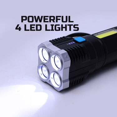 Powerful Long Range 4 LED Bright Torch with Emergency Light (LL26)