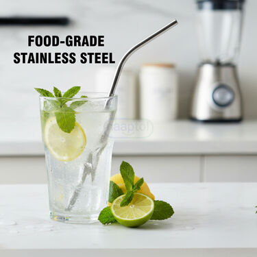 8 Pcs Stainless Steel Straw + 2 Free Cleaning Brush (STRAW1)