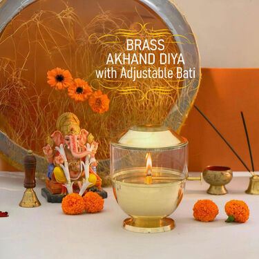 Brass Akhand Diya With Adjustable Bati (1BAD3N)