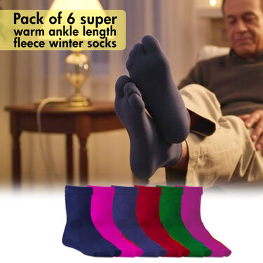 6 Pair Fleece Ankle Length Winter Socks For Men (ASM2)