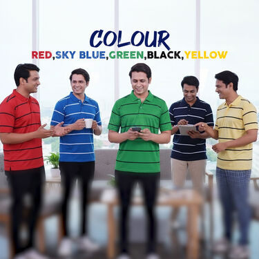 Pack of 5 Stripe Printed Half Sleeves Collar T-Shirts (5PT24)