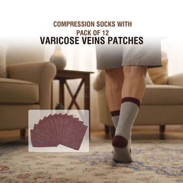 Compression Socks with Pack of 12 Varicose Veins Patches (10CS)