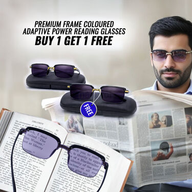 Premium Frame Coloured Adaptive Power Reading Glasses Buy 1 Get 1 Free (2CORG2)