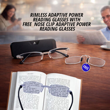 Rimless Adaptive Power Reading Glasses With Free Nose Clip Adaptive Po ...