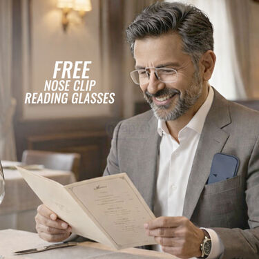 Rimless Adaptive Power Reading Glasses With Free  Nose Clip Adaptive Power Reading Glasses (RG1NC)