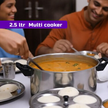 Stainless Steel Big Multi Cooker + 16 Cavity Idli Rack (1MMC2)