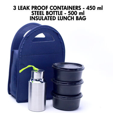 3 Pcs Microwavesafe Lunch Containers With Bottle & Bag (3LBB2)