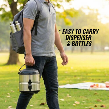 4 Ltr Stainless Steel Water Dispenser + 4 Stainless Steel Bottles (1D4B)