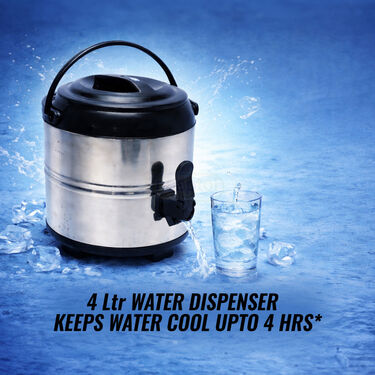 4 Ltr Stainless Steel Water Dispenser + 4 Stainless Steel Bottles (1D4B)