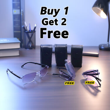 Rimless Foldable Bifocal Adaptive Power Reading Glasses Buy 1 Get 2 Free (3FBORG3)