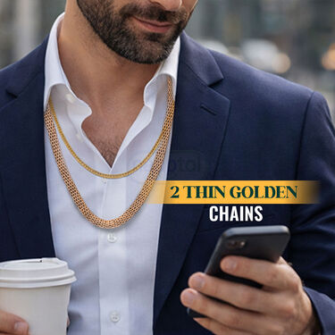 Golden Watch + 2 Chain + Bracelet +  Ring (MGW2CBR20)