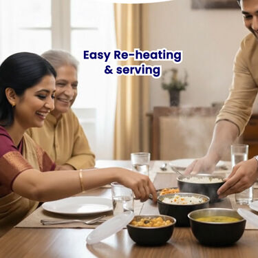 Pack of 3 Microwaveable Stainless Steel Bowl Set With Airtight Lids + Free 3 Serving Spoons (3MB3)