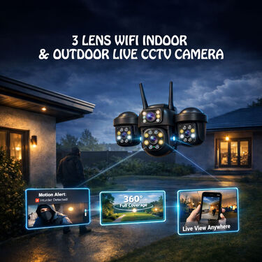 3 Lens WiFi Indoor & Outdoor Live CCTV Camera (CCTV39CS)