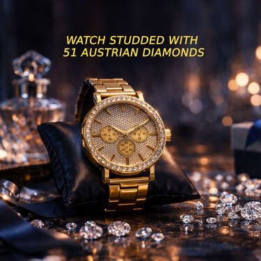 Golden Watch  + 2 Chain + Bracelet +  Maharaja Ring (MGW2CBR21)