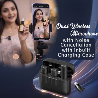 Dual Wireless Microphone With Noise Cancellation With Inbuilt Charging Case (PWM5)