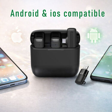 Dual Wireless Microphone With Noise Cancellation With Inbuilt Charging Case (PWM5)