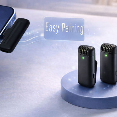 Dual Wireless Microphone With Noise Cancellation With Inbuilt Charging Case (PWM5)