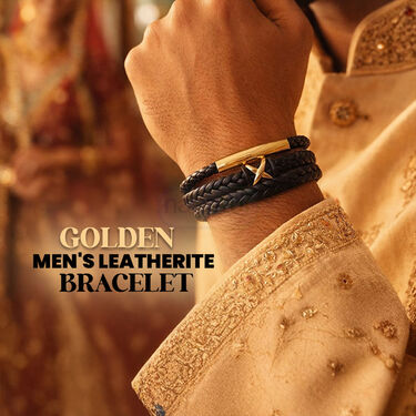Golden Men's Leatherite  Bracelet (MGJC1)