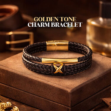 Golden Men's Leatherite  Bracelet (MGJC1)