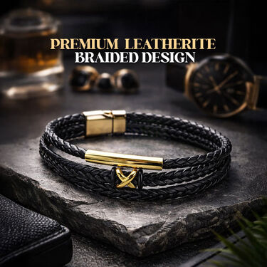 Golden Men's Leatherite  Bracelet (MGJC1)