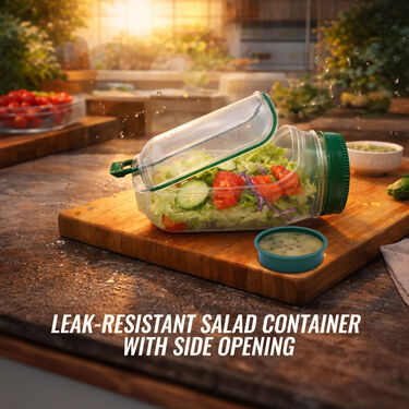Leak-Resistant Salad Container with Side Opening (1SJ1)