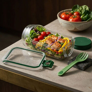 Leak-Resistant Salad Container with Side Opening (1SJ1)