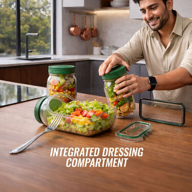 Leak-Resistant Salad Container with Side Opening (1SJ1)