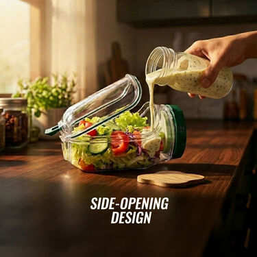 Leak-Resistant Salad Container with Side Opening (1SJ1)