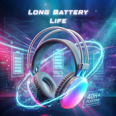 Premium Wireless Bluetooth Headphones With RGB Lights (OWS1CS)