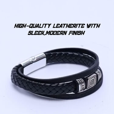 3 Layered Men's Leatherite Bracelet (MGJC2)