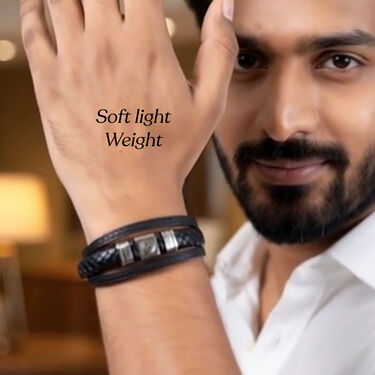 3 Layered Men's Leatherite Bracelet (MGJC2)