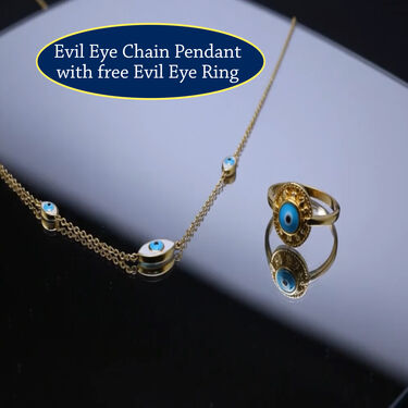 Evil Eye Chain Pendant with free Evil Eye Ring (LJC5)