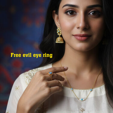 Evil Eye Chain Pendant with free Evil Eye Ring (LJC5)
