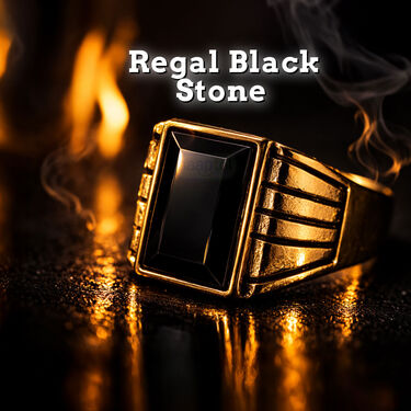 Men's Regal Black Stone Signet Ring (MGJC7)