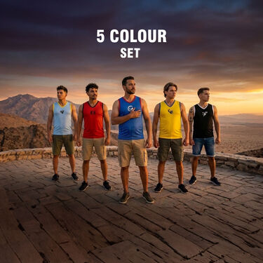 Pack of 5 Sleeveless Printed Vests For Men (5SL11)