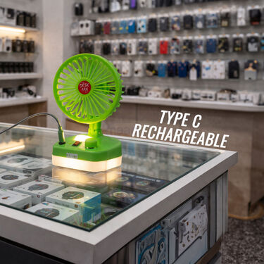 Rechargeable High-Speed Fan With Emergency Light (EF38)