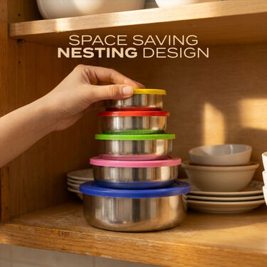 5 Pcs Airtight Stainless Steel Bowl With Multicolour Lid (5MLB1)