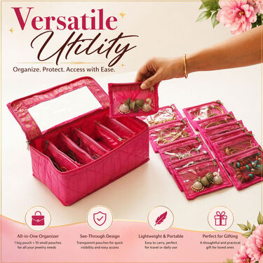 Jewellery Organizer With 10 Transparent Pouches (JWO1)