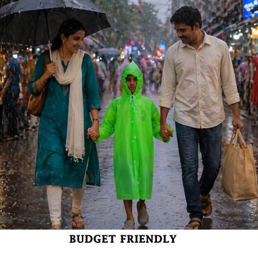 Rain Dhamaka Deal 5 Multicolor Reusable Raincoats For Kids (5MKR1)