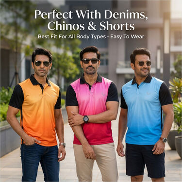 Pack of 5 Designer Reflective Print Collar T-Shirts For Men (5PT29)