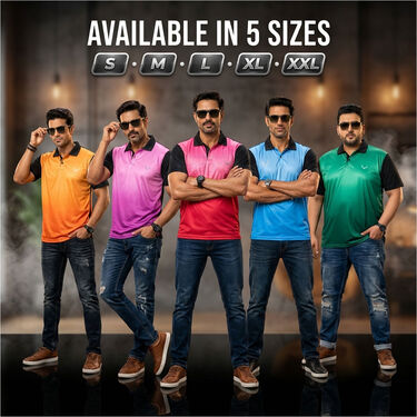 Pack of 5 Designer Reflective Print Collar T-Shirts For Men (5PT29)